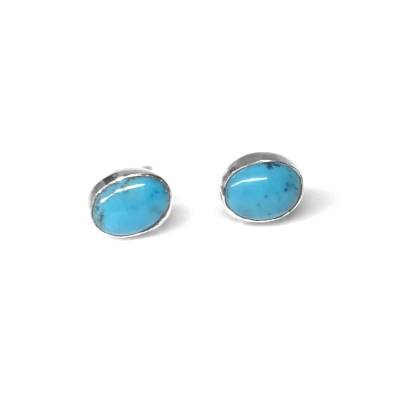 sterling silver and 8x6mm Chinese Turquoise earrings